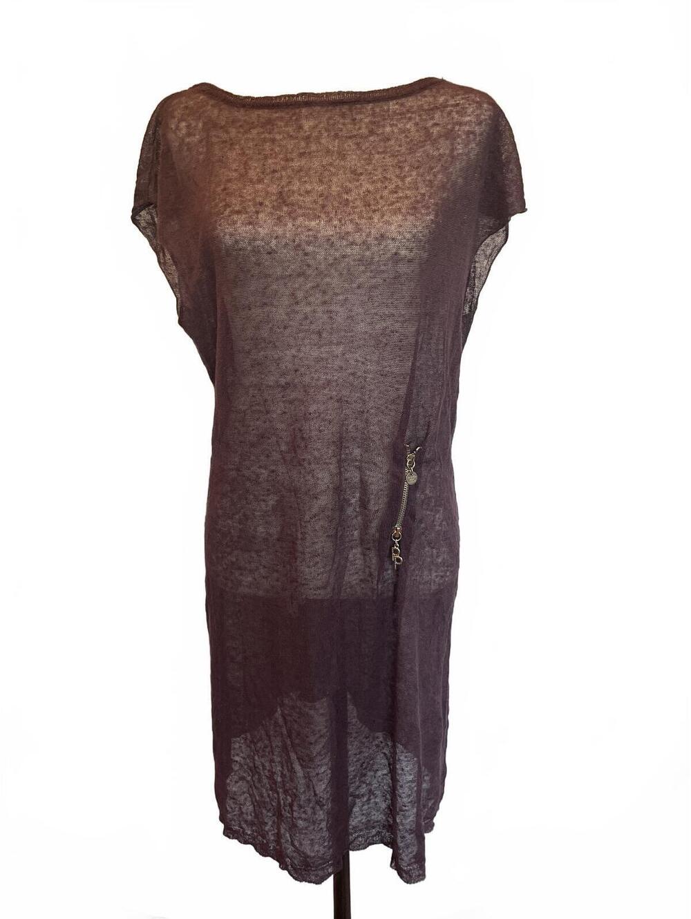 Patrizia Pepe Sheer Draped Open Cowl Back Dress Cover-Up Italian Purple Size 6